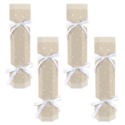 Big Dot of Happiness Tan Confetti Stars - No Snap Simple Party Table Favors - DIY Cracker Boxes - Set of 12