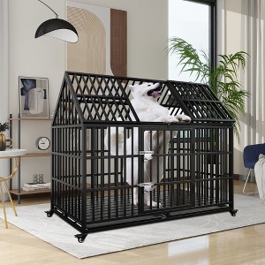 JUJABU 54" Heavy Duty Dog Crate Large Dog cage Strong Metal Dog Kennels and Crates - 1 of 4