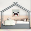 CAVINAS Twin Size Bed House-Shaped Modern Pine Bed Frame with Trundle for Bedroom - 2 of 4