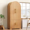 MAYEERTY 72" Arched Kitchen Pantry, 8 Door Shelves Hidden Drawer, Kitchen Dining Bathroom, Natural - 3 of 4