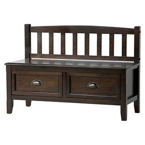 Portland Solid Wood Entryway Storage Bench with Drawers Espresso Brown - Wyndenhall, Brown Brown