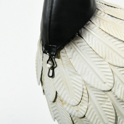 Set of 2 White and Black Metal Heron Garden Statues