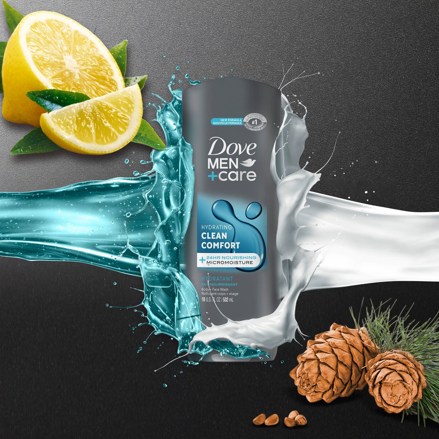 Средство для умывания тела и лица Dove Men+Care Clean Comfort без сульфатов, 18 fl oz — фото 3