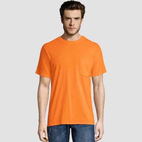 Hanes Short Workwear Crew Neck T-shirt 2pk - Neon Orange Xl : Target