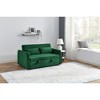 CAVINAS Velvet Pull-Out Sofa Bed, 3-Position Recliner Loveseat with Adjustable Backrest,Comfort Couch with Pockets & Pillows for Small Spaces - 3 of 4