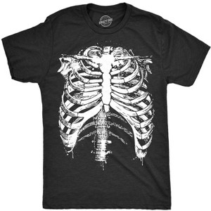 Mens Splattered Rib Cage T Shirt Cool Skeleton Disguise Halloween Tee For Guys - Crazy Dog Men's T Shirt - 1 of 4