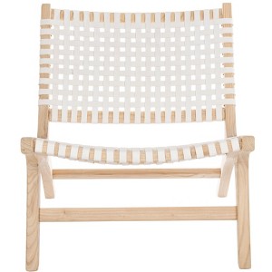 Luna Leather Woven Accent Chair  - Safavieh - 1 of 4