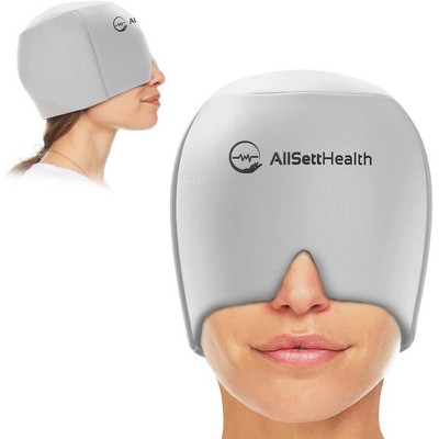Allsett Health Migraine Relief Cap, One Size Fits All | Hot/Cold Gel Compress, Built in Face and Eye Mask, Hangover, Sinus, and Stress  Relief- Grey