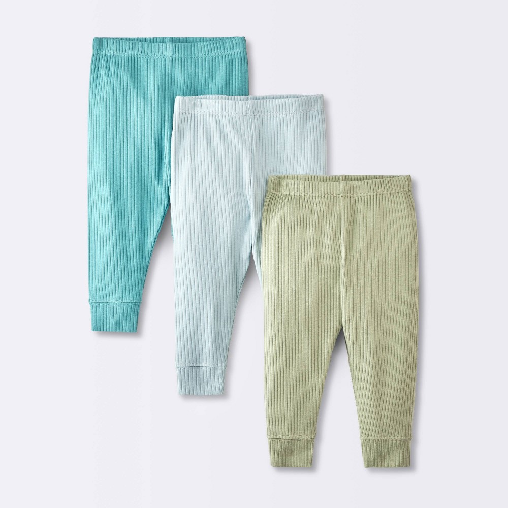 Baby Boys' 3pk Wide Ribbed Pants - Cloud Island™ Blue 12M