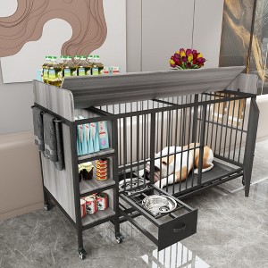 Whisen Large Pet Crate with Rack, Drawers, Stainless Steel Basin - 1 of 4