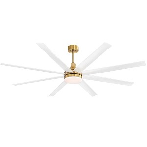 Airsurfer 72" Black Windmill Ceiling Fan with Color-Changing LED Light & Remote, 8 ABS Blades for Large Rooms, DC Motor, 7''&12'' Downdods - 1 of 4