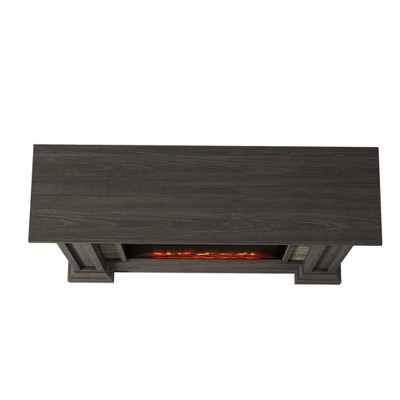 48" Brown MDF Freestanding Electric Fireplace with Remote