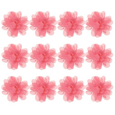 Unique Bargains Mesh Fabric Full Chiffon Flowers for DIY 12 Pcs