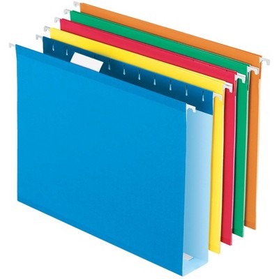 Pendaflex Extra Capacity Reinforced Hanging File Folder, 1/5 Cut, Letter, 2 Inch Expansion, Assorted Colors, pk of 25