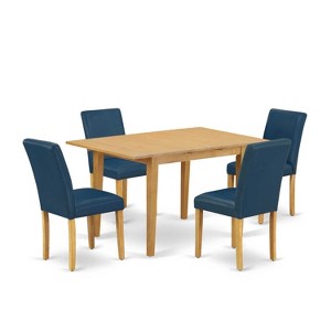 Rectangle Dinette Set 5Pc Table & 4 Chairs - Oasis PU Leather, Oak Legs, Extendable Leaf - 1 of 4
