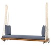 VisioGear Patio Wooden Swing Chair, Hanging Porch Swing Bench with Cushion, Pillows and Hemp Ropes for Garden, Backyard, Lawn, Natural, 63"*23.6"*2" - 4 of 4