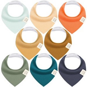 8pk Organic Quin Bandana Bibs, Baby Bibs for Drooling and Teething, Cotton Drool Bibs for Baby Girl, Baby Boy - 1 of 4