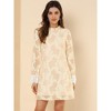 Allegra K Women's Elegant Ruffle Crew Neck Formal Elegant Mini Floral Lace Dress - 2 of 4
