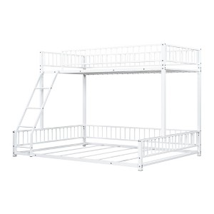 Whisen Twin XL over Queen Bunk Bed Frame with Ladder & Safety Guardrails - 1 of 4