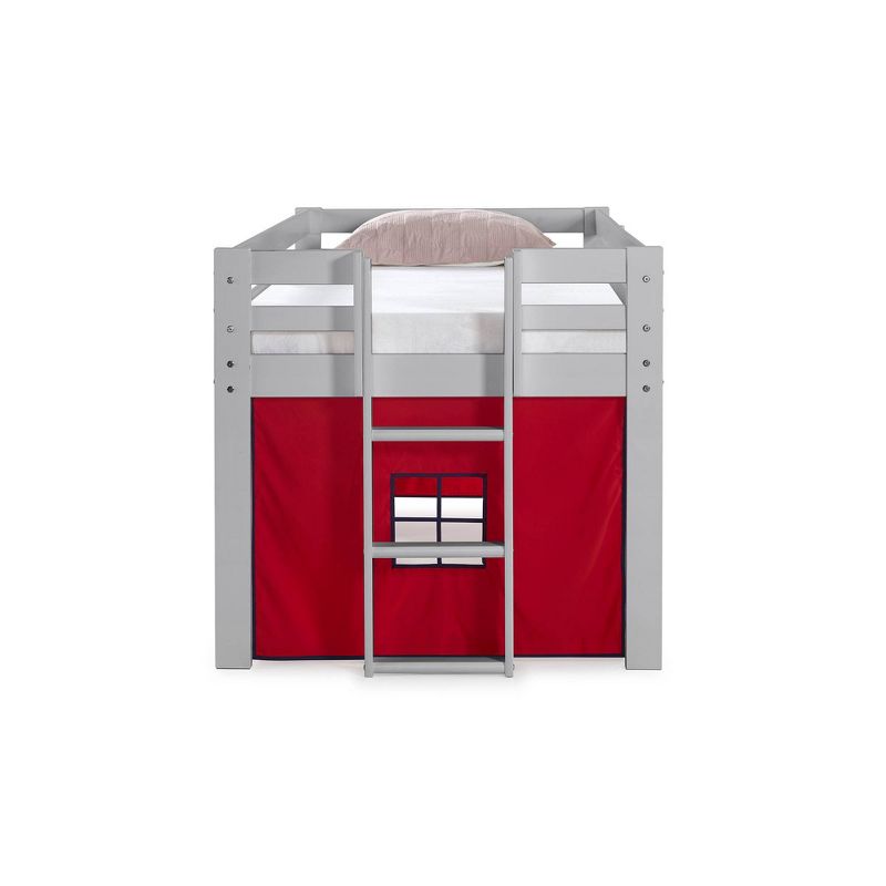 Twin Jasper Junior Kids&#39; Loft Bed, Dove Gray Frame and Playhouse Tent Red/Blue - Alaterre Furniture, 5 of 10