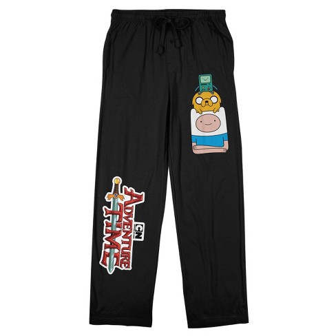 Adventure Time Finn, Jake, And Bmo Men's Black Drawstring Sleep Pants :  Target