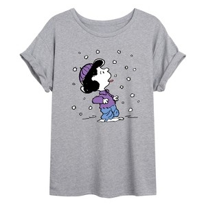 Women's - Peanuts - Lucy Snow Oversized Graphic T-Shirt - 1 of 4
