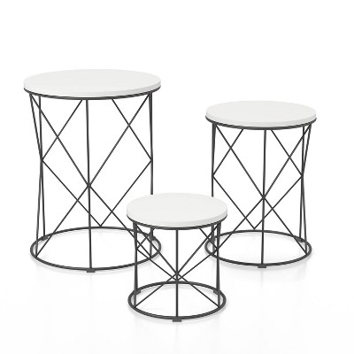 3pc Melmar White Top Nesting Table White/Black - HOMES: Inside + Out