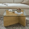 CAVINAS Mid-Century Square Coffee Table with Tempered Glass Top,Unique Wooden Center Table for Living Room,Apartment - 2 of 4