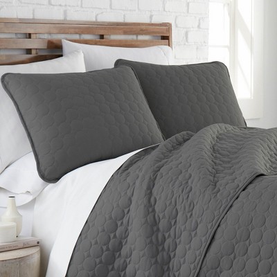 Slate Gray Full/Queen Microfiber 3-Piece Quilt Set