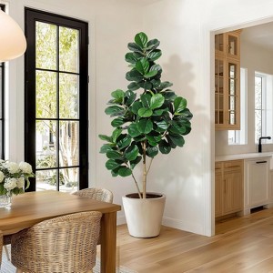 Nasitip 6FT Fiddle Leaf Fig Tree Artificial with 108 Leaves,Realistic Faux Ficus Lyrata Trees in 9''Grey Planter Pot,for HomeDecor - 1 of 4