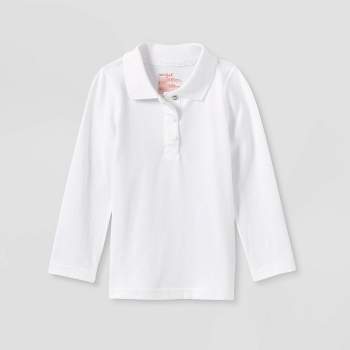 Toddler Girls' Adaptive Long Sleeve Polo Shirt - Cat & Jack™ White 