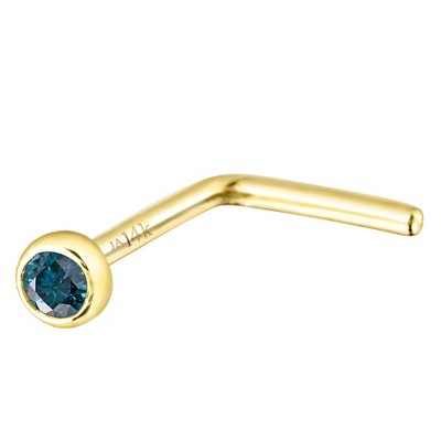 Jewelry Avalanche 22G 14K Gold Bezel-set Blue Diamond L-shape Nose Stud