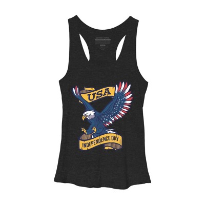 Women's Design By Humans July 4th Eagle USA Cartoon By TshirtforHumans Racerback Tank Top