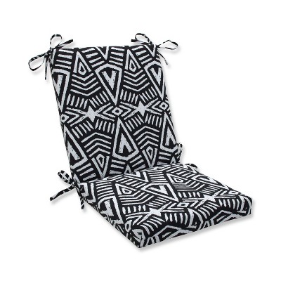 Geometric Dimensions Squared Corners Outdoor Chair Cushion Black - Pillow Perfect