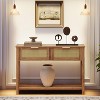 Narrow Rattan Console Table, Boho 2-Drawer Sofa Table, 2-Tier Entryway Storage, Behind Couch Table for Living Room & Hallway - 3 of 4