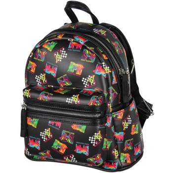 MTV Music Television '80s Logo Tossed Print Zippered Mini Small Backpack Bag Black