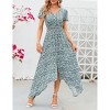 Coolmee Women Summer Maxi Dress Casual Floral Short Sleeve V Neck Button Down High Low Beach Vacation Sundress - 4 of 4
