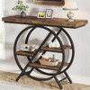 ORRD 39.4” Industrial Console Table, 4-Tier Entryway Table with Circle Metal Frame, Rustic Brown Sofa Table for Living Room & Hallway - 3 of 4