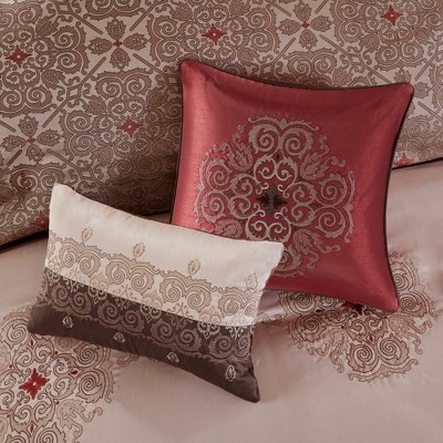 California King Red Jacquard Microfiber 24-Piece Bedding Set