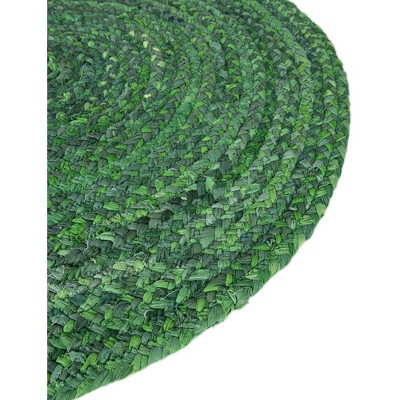 Handmade Green Braided Oval Cotton Area Rug 8' x 10'