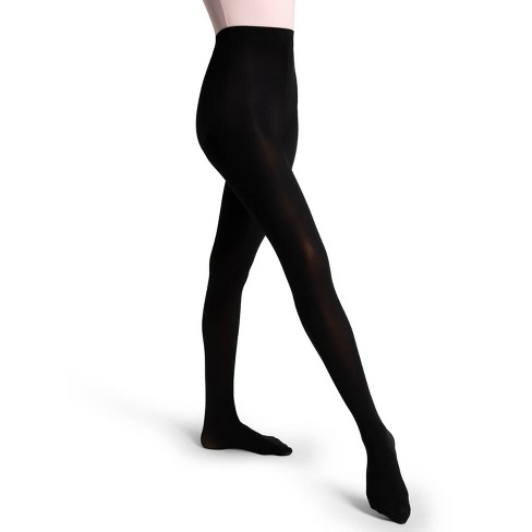 On The Go Women's Control Top Black Opaque Footed Tights
