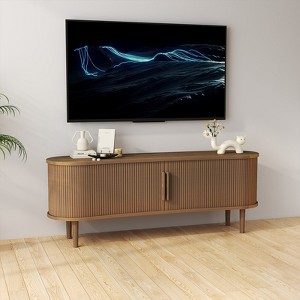 AEELLEEA TV Stand MDF Mid Century Modern Media Console Table Entertainment Center with Storage Handle Door for Living Room Office Walnut - 1 of 4