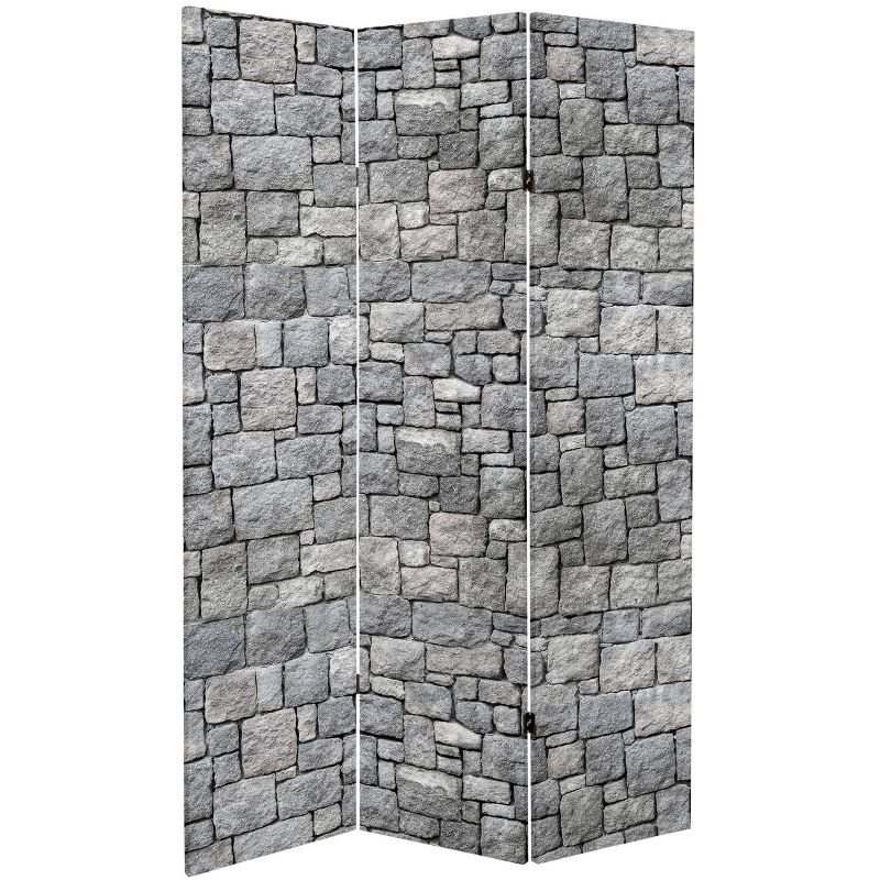 6&#34; Double Sided Medieval Stone Canvas Room Divider Gray - Oriental Furniture, 3 of 10