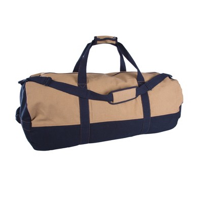Stansport Cotton Canvas Tan & Black Zippered Duffle Bag - 36" x 18" x 18"
