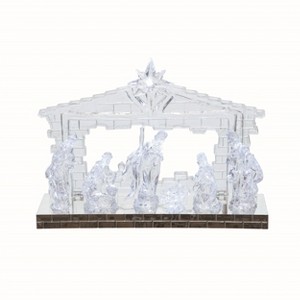 Transpac Artificial 12 in. Silver Christmas Light Up Musical Nativity Decor - 1 of 2