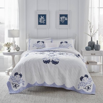 Laura Ashley - Twin Rosaleen Quilt Blue