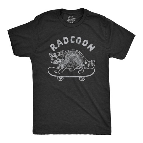 Мужские футболки Crazy Dog T-Shirts, Inc. Mens Radcoon T Shirt Funny Rad Raccoon Cool Skateboard Graphic Novelty Tee - Crazy Dog Men's T Shirt for Animal Lovers Black S