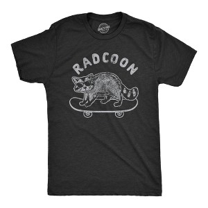 Mens Radcoon Tshirt Funny Rad Raccoon Cool Skateboard Graphic Novelty Tee - Crazy Dog Men's T Shirt - 1 of 4