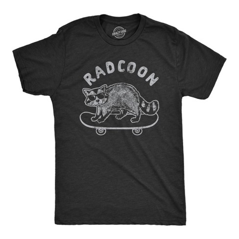 Mens Radcoon Tshirt Funny Rad Raccoon Cool Skateboard Graphic Novelty Tee - Crazy Dog Men's T Shirt - image 1 of 4