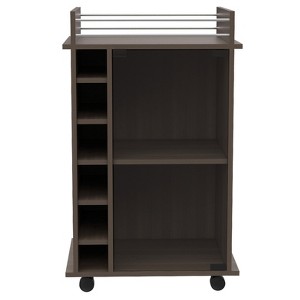Vynxaria Bar Serving Carts, Light Gray Two-Tier Cabinet with Glass Door and Six Cubbies - 1 of 4